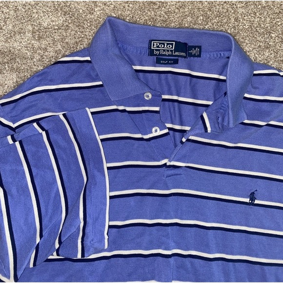 Polo Ralph Lauren Other - POLO Ralph Lauren Golf Fit Men Pima Cotton Short Sleeve L Blue Stripe Pony Shirt